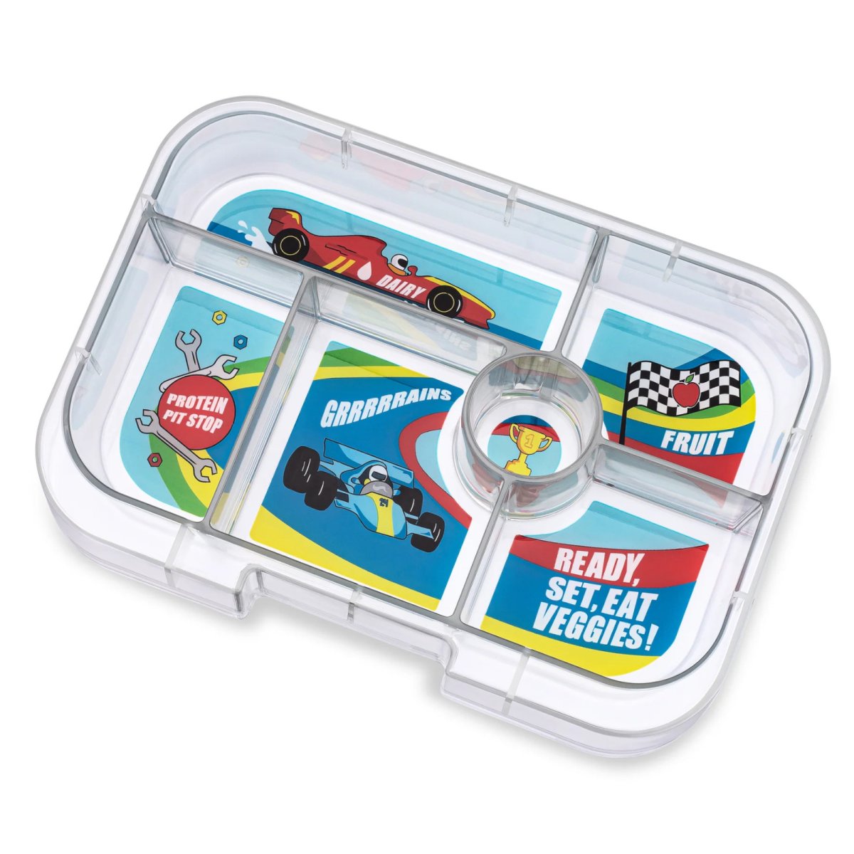 Original 6 Compartment - Roar Red with Race Cars Tray