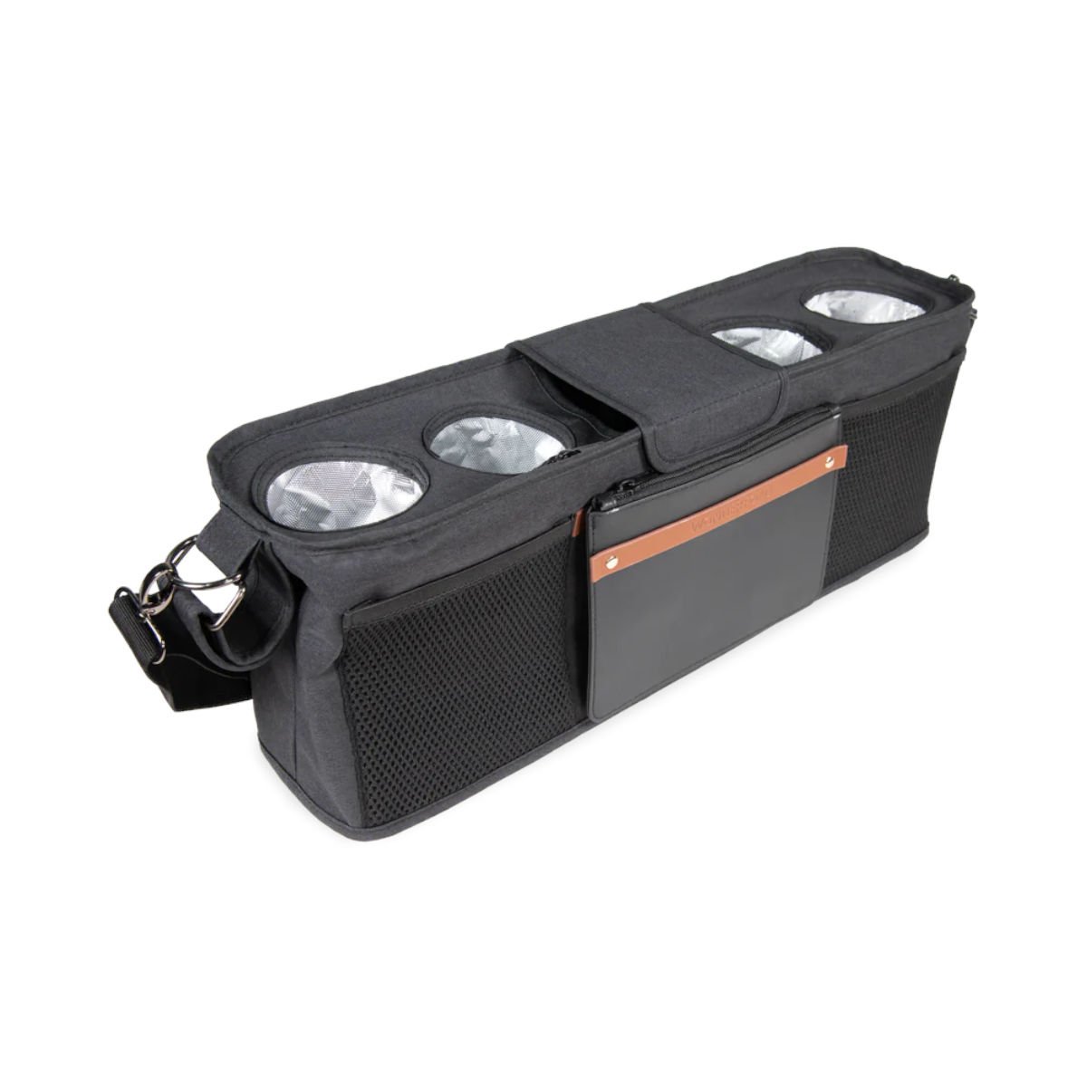 Parent Console with 4 Insulated Cup Holders - Black