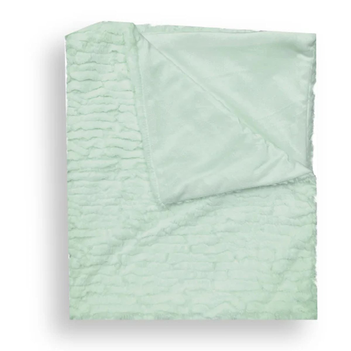 Double Layer Feathered Faux Fur Blanket - Green