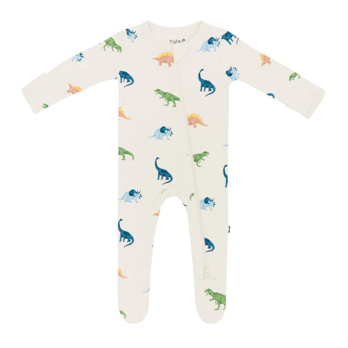 Printed Zippered Footie - Ecru Roar