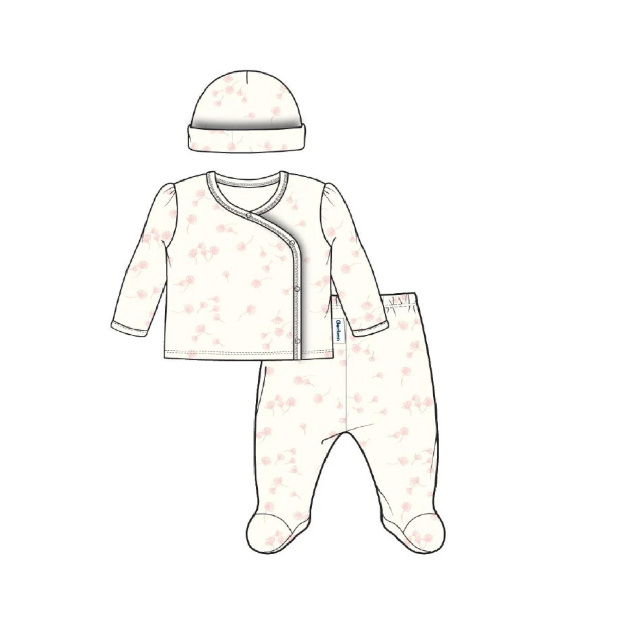 3 Piece Side Snap Sets - Dandelions 0-3m