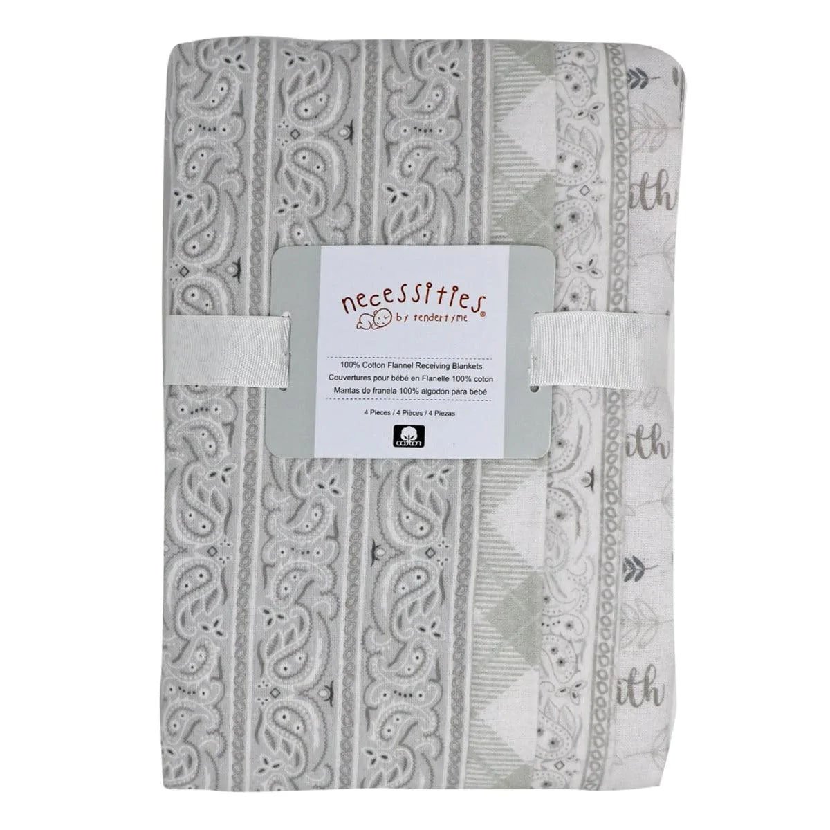 4 Pack Receiving Blankets - Grey