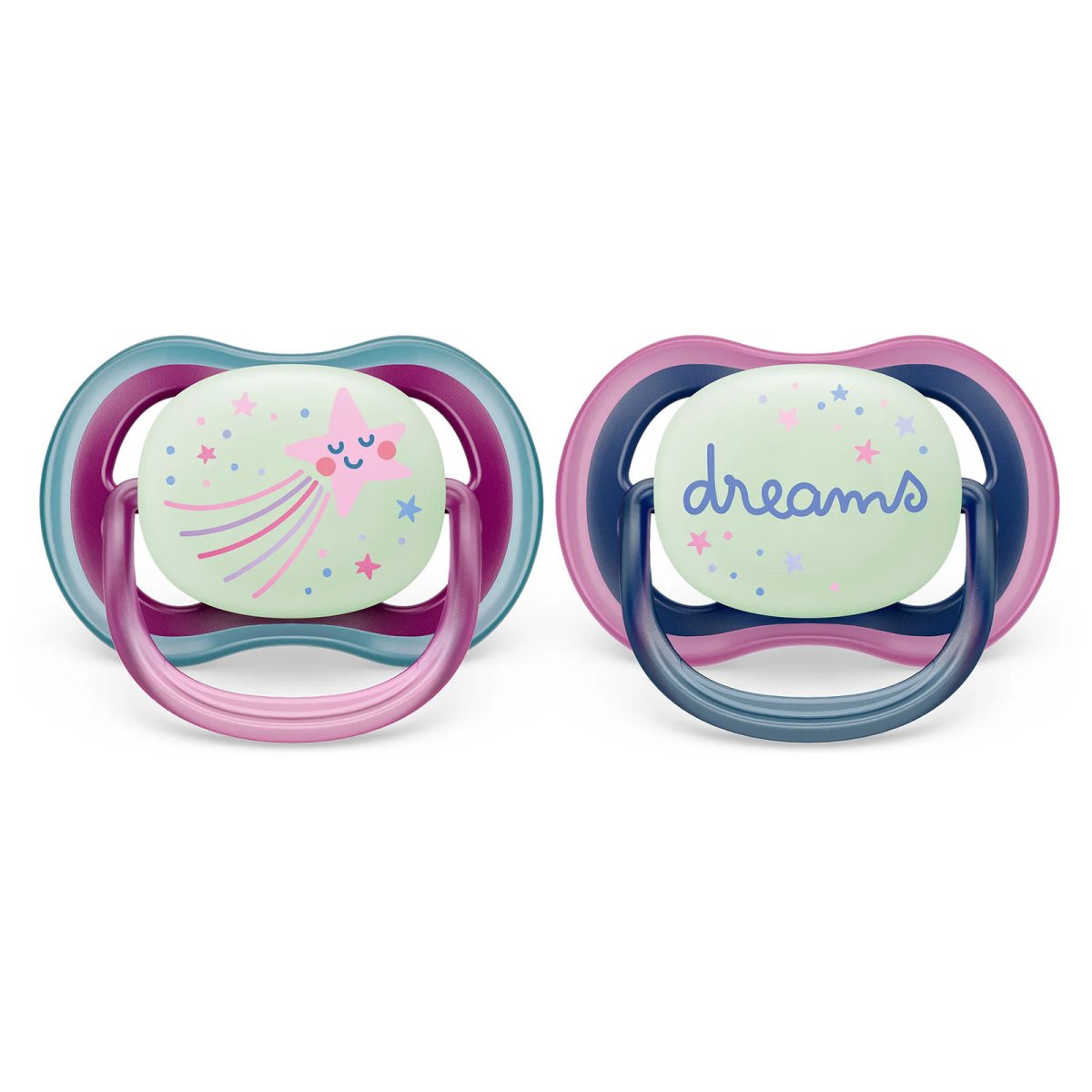 Ultra Air Pacifier Night 2 Pack - 6-18M - Star/Dream