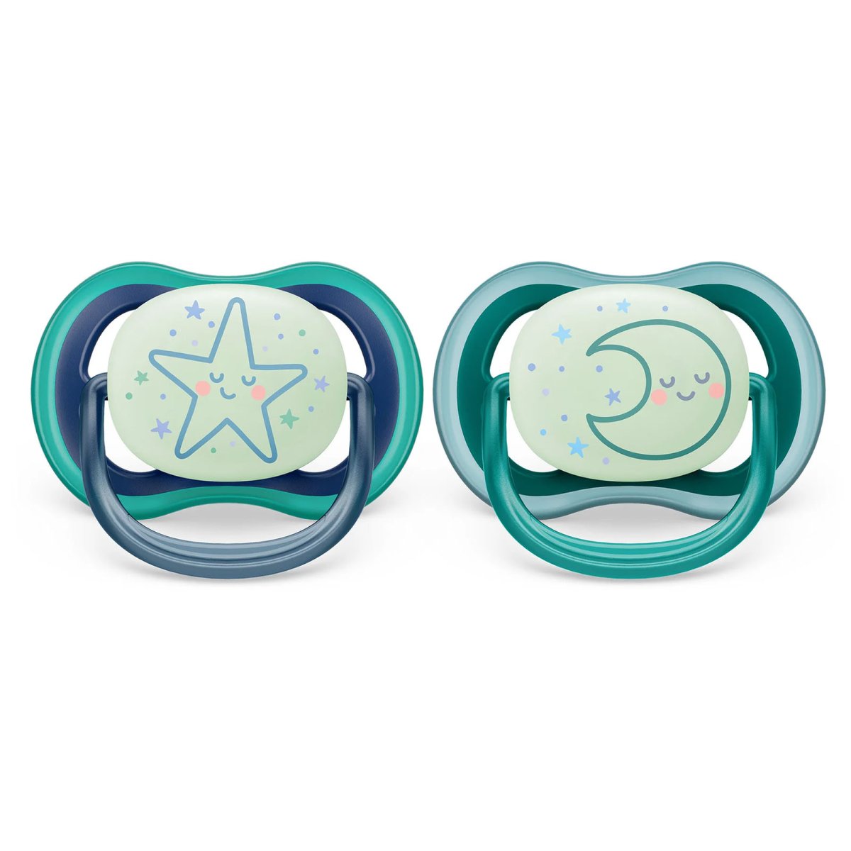 Ultra Air Pacifier Night 2 Pack - 6-18M - Star/Moon