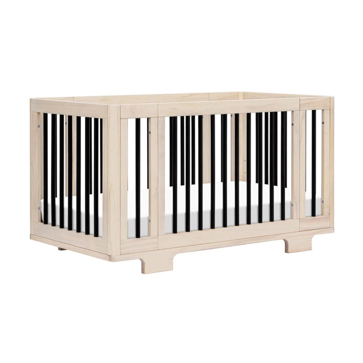 Yuzu 8 in 1 Convertible Crib with All Stages Conversion Kit - Washed Natural/Black