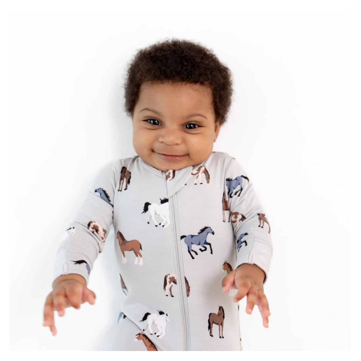 Printed Zippered Footie - Horse