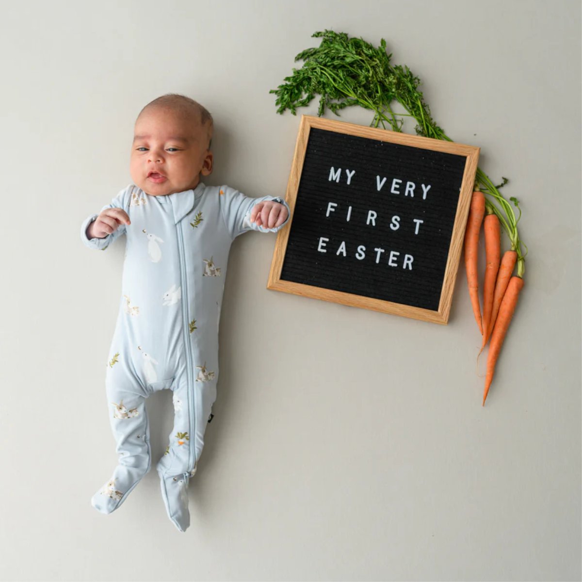 Printed Zippered Footie - Ice Rabbit